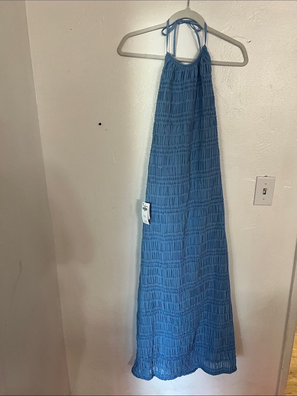Large Sky Blue Smocked Halter Dress